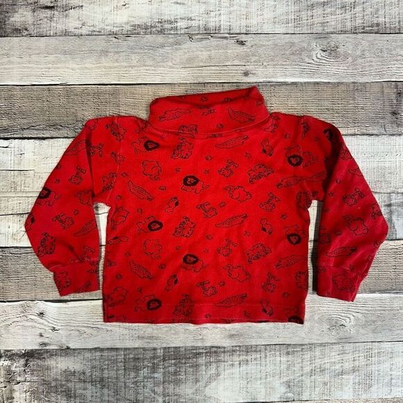 Vintage Baby Boy Toddler Red Animal Print Jungle Lion Tiger Long Sleeve Shirt - Picture 2 of 6